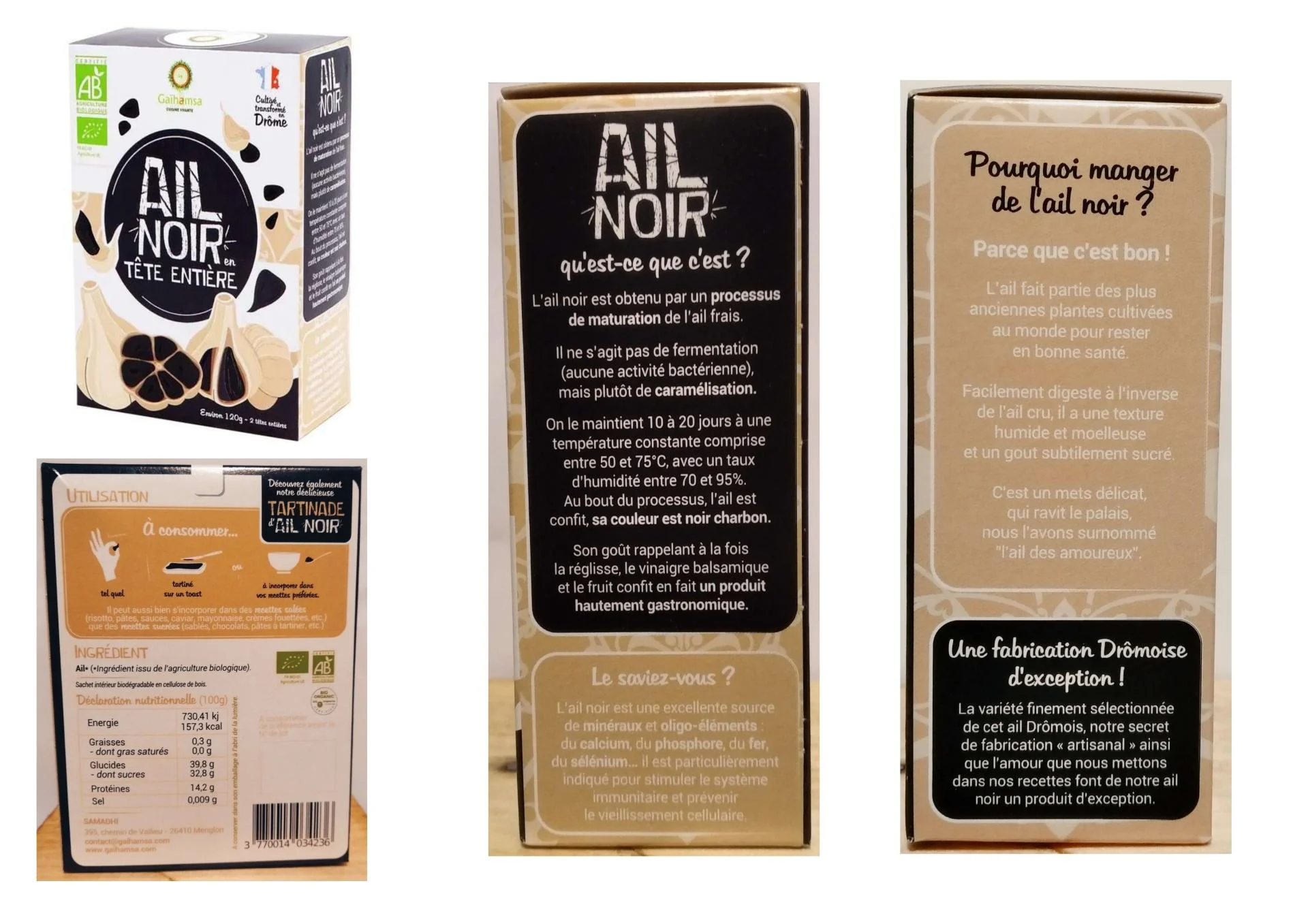 Paquet 2 têtes d'Ail Noir Biologique Gaïhamsa